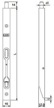 AGB recessed lever deadbolt in 16 mm front steel