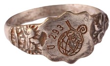 U-Boot U293 Snail on a globe U-boat WW2 German ring naval submarine Kriegsmarine