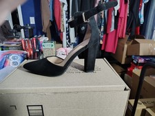 Dream Pairs Women's Black Pump Block Heel Faux Suede Ankle Strap Buckle Shoes