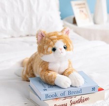 Yellow Lying Cat Plush Toy 19" Stuffed Animal Toddler Doll Gift for Kids