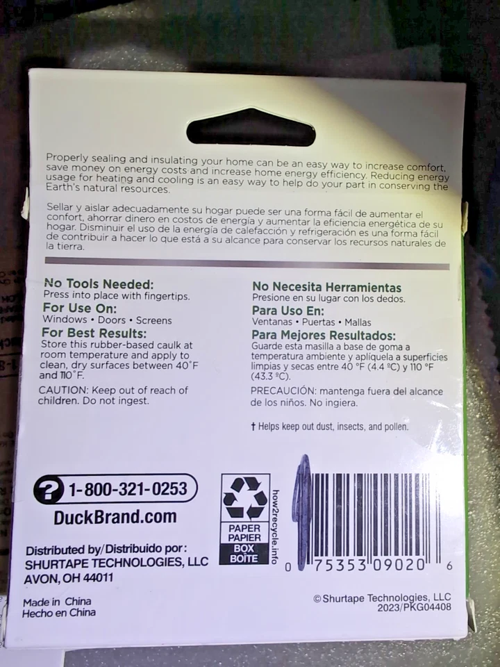 Duck Brand Press to Seal Rope Caulk, White, 1/8-Inch Wide X 35-Feet Long, Single - Image 2 of 2