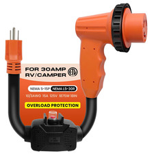 Overload Protection RV 30 Amp to 110 Adapter Cord with Circuit Breaker, 15 Amp/2