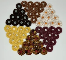 Handmade Yo-Yo Doily Table Topper Multicolor Country Cottage Primitive Folk Arts