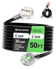 50ft 250V Welder Extension Cord, 10 Gauge Heavy Duty Outdoor 50 FT 10 AWG