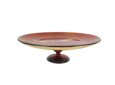 ALZATA CENTROTAVOLA VETRO AMBRATO FOGLIA ORO IMPERO PARMA VINTAGE ANNI 70 80