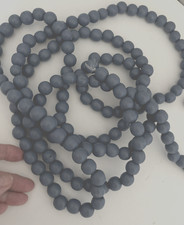BUY 1-3 STRANDS Vtg 9-10 Ft Blue WOODEN Large BEAD Xmas Tree GARLAND Wood Decor
