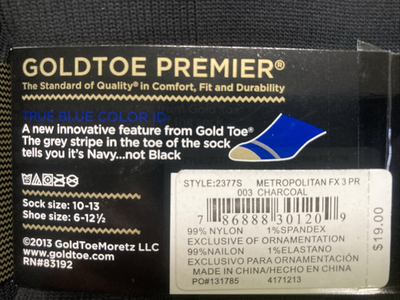 ☆ New w/Tags, Gold Toe Premier Men's Metropolitan Dress Crew Socks