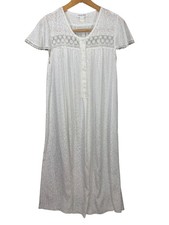 Christian Dior Vintage White Lace Trim Nightgown Maxi Gown Womens Loungewear
