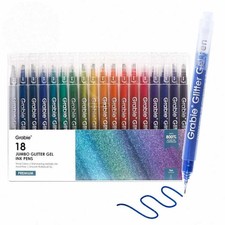 Grabie Jumbo Glitter Gel Pens Set of 18, Metallic Sparkle Gel Ink Pens, Large...