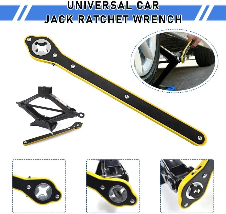 Car Scrissor Jack Ratchet Wrench Garage Tire Wheel Lug Repair Tool Labor-Saving - Image 2 of 4