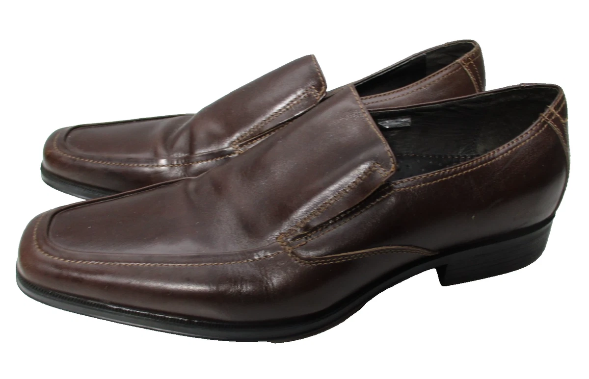 Robert Wayne Leather Slip On Loafers Mens 10 Square Toe Dress Shoes Cordovan Robert Wayne Footwear Loafer Brown Casual Shoes for Men for  main image 3