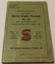 instructions manual book singer sewing machine no. 66 booklet ©1928