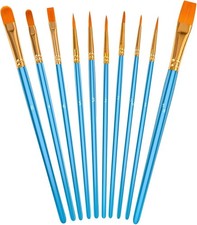 Soucolor Watercolor Paint Brushes Set, 10-Pack Round Pointed Tip Professional...