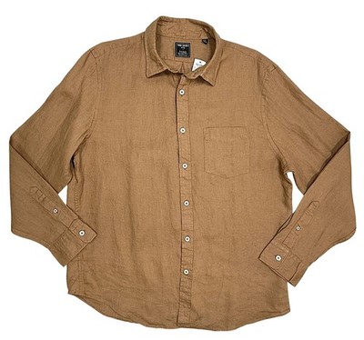 Todd Snyder Shirt Baird McNutt Irish Linen Brown Sea Soft Point Collar XL New