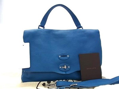 ZANELLATO Postina Leather 2 Way Tote Shoulder Bag Blue FM4483