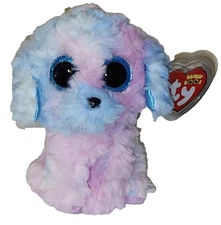 Ty Beanie Boos FLORA the Pink & Blue Ty-Dyed Poodle Dog 6" NEW Plush Stuffed Toy