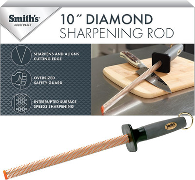 Smith S 3001 10  Oval Diamond Sharpening Steel Rod   Grey   Oval Design   Rubber