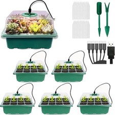 5 Pack Propagator with Lights, Seed Trays, Seed trays with lids, Mini Greenhouse