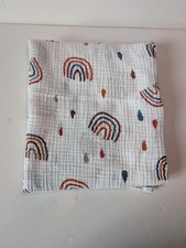 Newborn Baby Muslin Swaddle Blankets Rainbows Raindrops 100 Cotton Unisex 40"