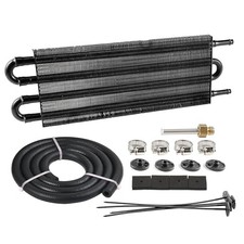 5/16" Transmission Oil Cooler Tube and Fin Cooler Kit Universal 4 Pass Black