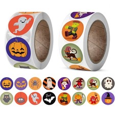 1000PCS Halloween Stickers, Round Stickers Roll 1 inches, Colorful