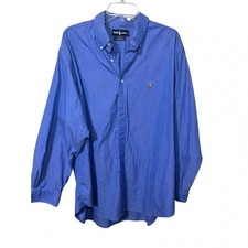 Ralph Lauren Yarmouth Men XL Cotton Oxford Long Sleeve Shirt Blue Flesh Pony