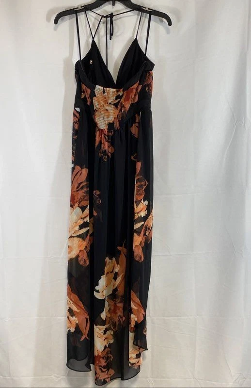 Платье макси женское White House Black Market черное с цветочным рисунком размер 6 - Изображение 2 из 4