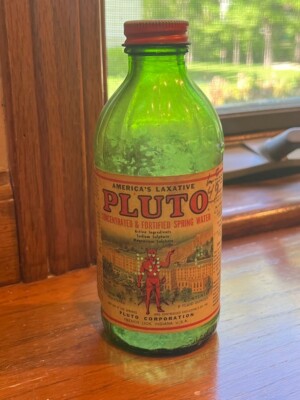 Pluto Concentrated Spring Water Devil Label Green Bottle Laxative