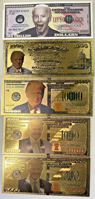 2024 Trump Gold Foil Currency with free Biden Note