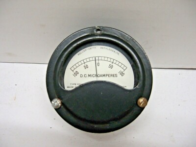 Vintage Roller-Smith Type DDH Panel Gauge D.C. Microamperes N. 39104 Made in USA