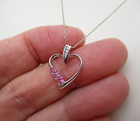 10K White Gold Pink Ruby & Diamond Heart Pendant Necklace 20" — photo 6