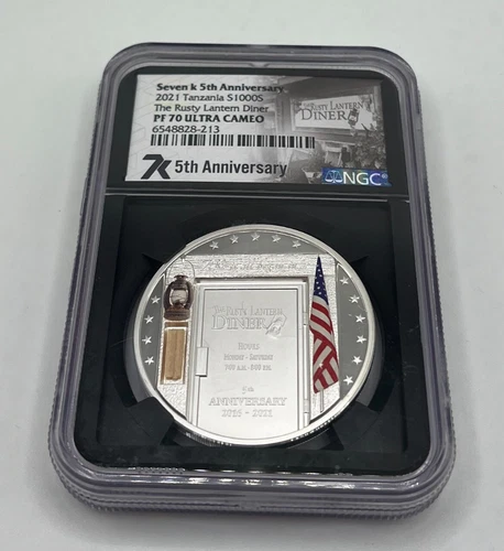 2021 Tanzania Rusty Lantern Diner NGC PF70 Seven k 5th Anniversary Coin
