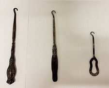 3 Antique Vintage Shoe Button Hook Tools