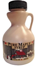 Empty -NEW- Plastic Maple Syrup 3.4oz Jugs.  Case of 16 with tamper evident caps
