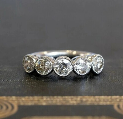 1Ct White Round Moissanite Engagement Wedding Ring In Solid 935