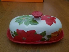 The Pioneer Woman Poinsettia Covered Butter Dish