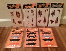 Happy Halloween Mustaches and Tattoos Set