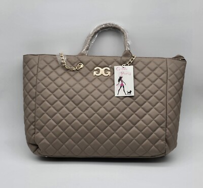 Gilda Paris Taupe Quilted Large Tote NWT MSRP $199.00