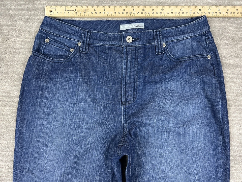 Chicos Jeans Womens Large 2 Blue Denim Platinum Regular Mid Rise Straight Leg - Image 4 of 4