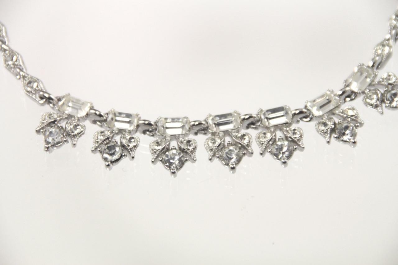 Vintage Bogoff Art Deco Glass Crystal Necklace an… - image 2