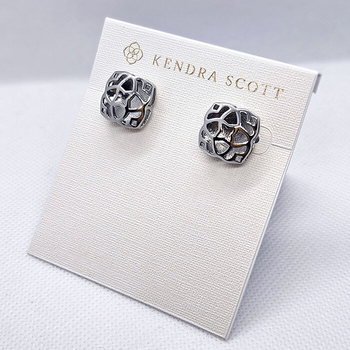 New Kendra Scott Signature Tima oversized stud Silver earrings