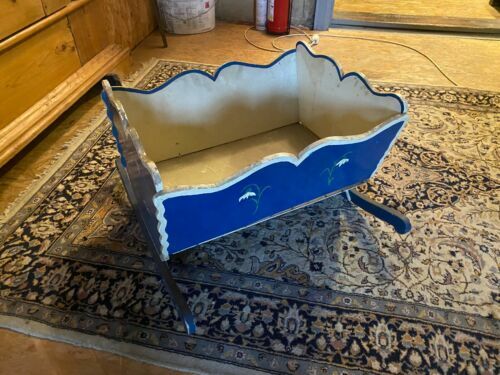 Puppenwagen Gebraucht AZZAP Puppenwagen Aus Weide & Holz  Roter Weidenkorb  Mit Gepolsterter Matte, Handarbeit