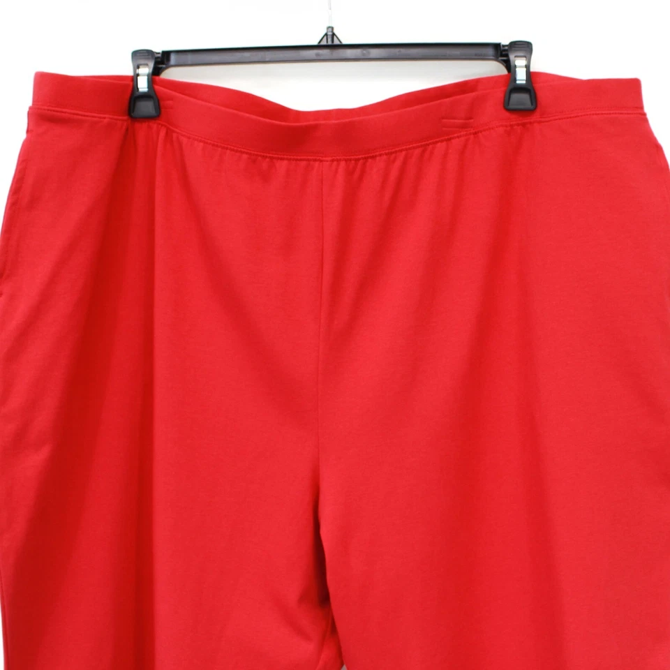 Pantalones Catherines Plus Suprema Algodón Rojo Cintura Elástica Capri Petite 3X Foto 2 de 4