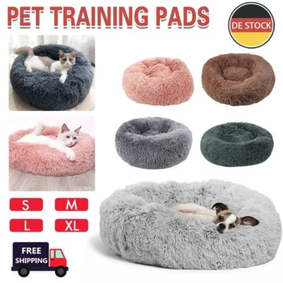 Plüsch Hundebett Katzenbett Hundekorb Hundekissen Schlafplatz Rund Donut S-XXXL