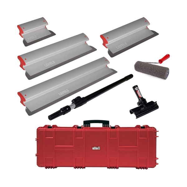 LEVEL5 Tools 10” 16” 24” 32” Skimming Blades with Roller Handle Red