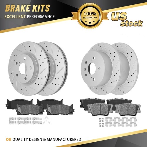 Brake Hoses For Toyota Camry 10-Piece Detroit Axle Drilled & Slotted Rotors With Ceramic Pads Kit - Fits Toyota Camry, Avalon, Solara Ceramic Brake Pads And Rotors Kit - Foto 6