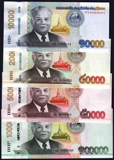 LAOS 🇱🇦  SET* 10000/20000/50000/100000 KIP* ND 2020* UNC GEM* USA SELLER