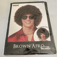 Spirit Halloween Adult Brown Afro Wig- Adult One Size Brand New