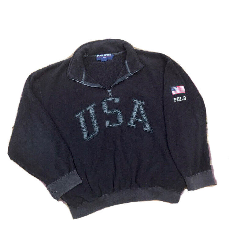 Vintage 90s Polo Sport USA Fleece Quarter Zip Jacket Medium Vintage 90s Polo Sport USA Fleece Quarter Zip Jacket Medium