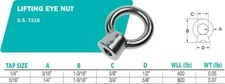 316 Stainless Steel Lifting Eye Nut Boat Marine 1/4", 5/16" - Pack Of 5 PCS